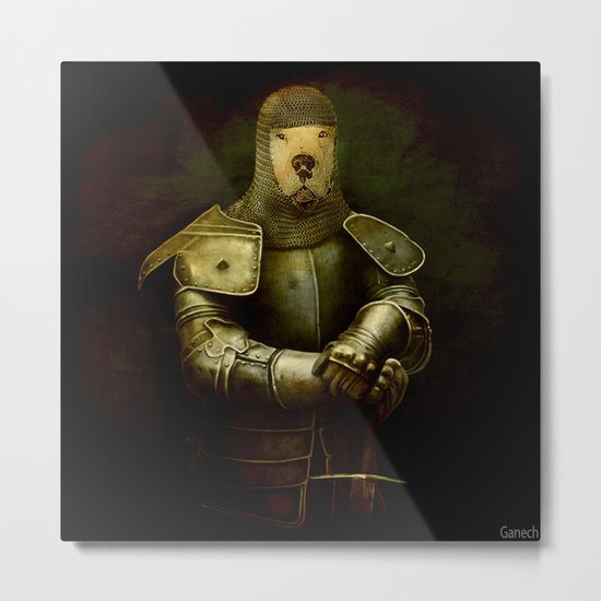 dog in armor Metal Print