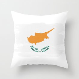 Cyprus flag brush stroke, national flag Throw Pillow