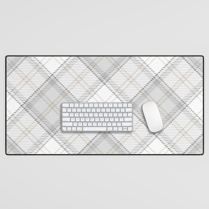 Classic Christmas Grey Tartan Plaid Desk Mat