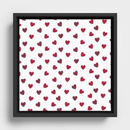 Cute Hearts Valentine Print Seamless Pattern Framed Canvas
