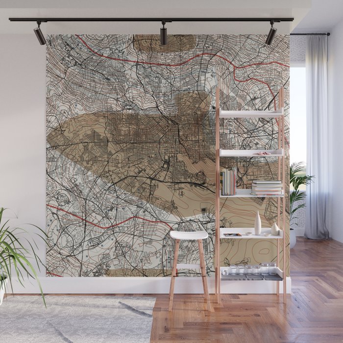 USA, Baltimore City Map Collage Wall Mural