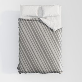 [ Thumbnail: Grey & Light Gray Colored Stripes/Lines Pattern Comforter ]