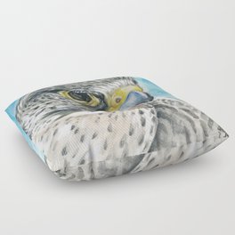 Peregrine Hawk Falcon Watercolour Human Made Art Painting Floor Pillow