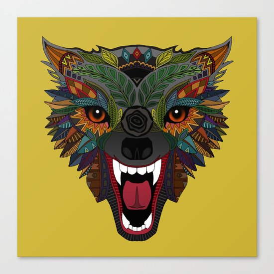 wolf fight flight ochre Canvas Print