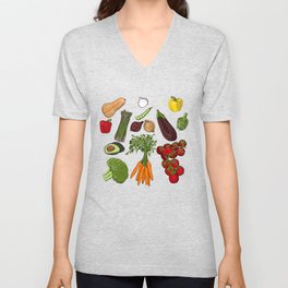 Bright Vegetable Pattern V Neck T Shirt