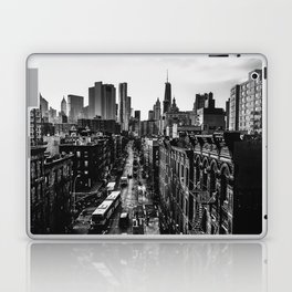 New York City skyline and Chinatown neighborhood in Manhattan black and white Laptop Skin