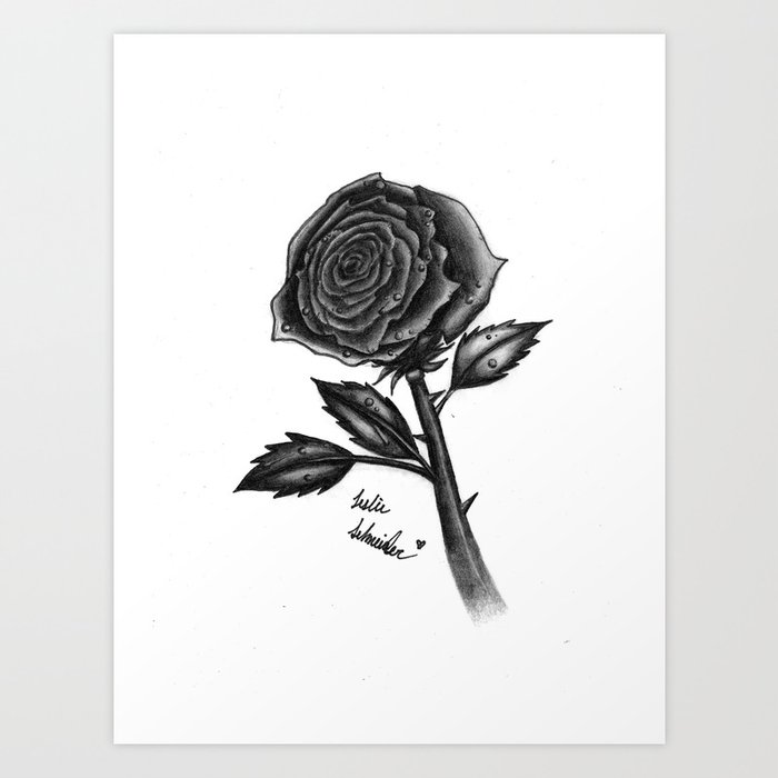 Realistic Rose Done in Pencil Art Print
