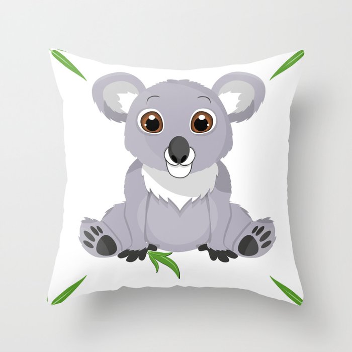 Cute Little Koala Bear Throw Pillow