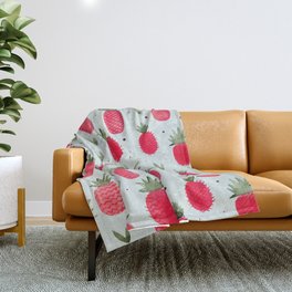Watercolor pineapples - red and sage Throw Blanket