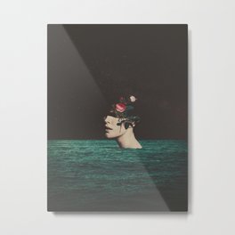 4 AM Metal Print | Sea, Vintage, Dark, Face, Rose, People, Waves, Collage, Frankmoth, Graphicdesign 
