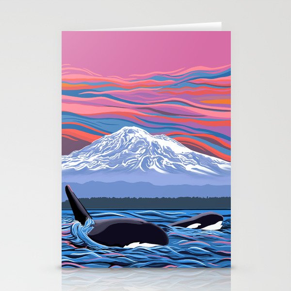 Orca Momma and calf - Ballet Slipper Stationery Cards