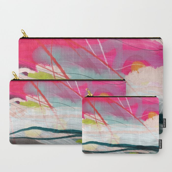abstract landscape with pink sky over white cloud mountain Carry-All Pouch