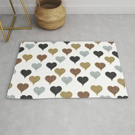 Romantic gold rose gold silver black glitter valentine's hearts Area & Throw Rug