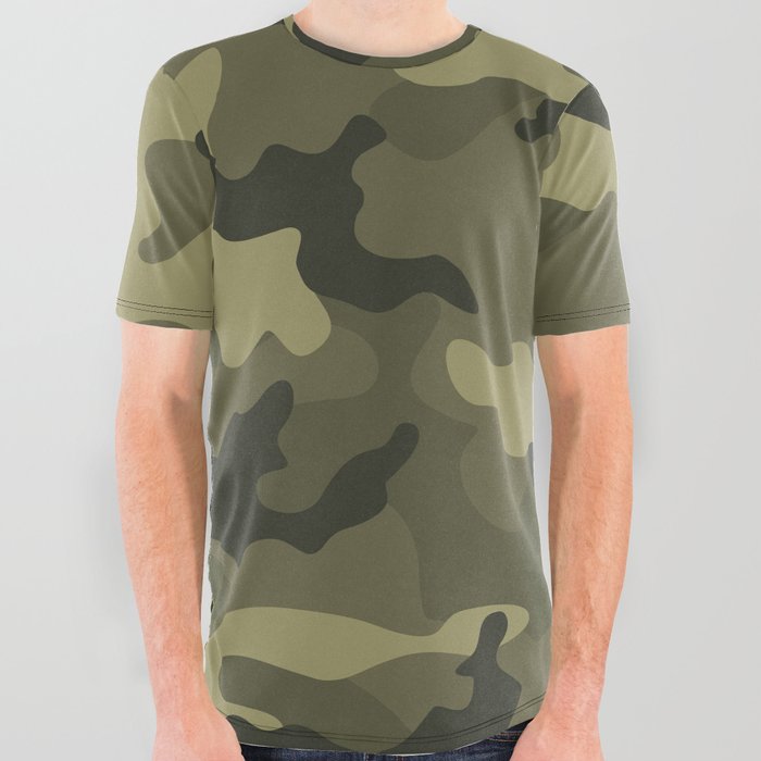 vintage military camouflage All Over Graphic Tee