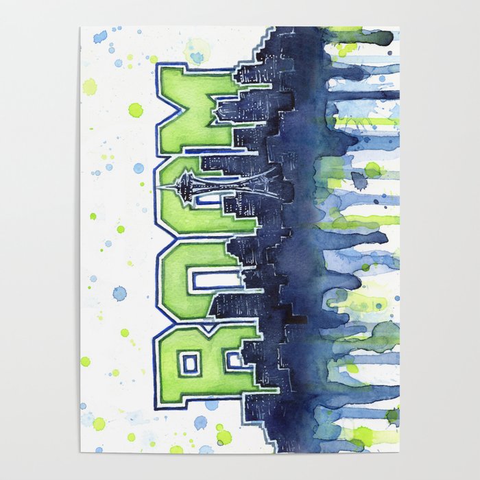 Seattle Boom Watercolor Poster