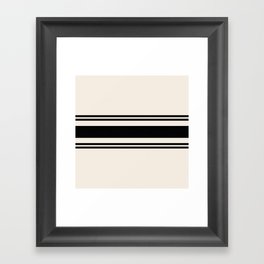 White and black retro 60s minimalistic stripes Framed Art Print