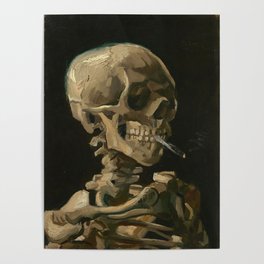 Vincent Van Gogh Skull Skeleton Smoking Cigarette. Famous Poster