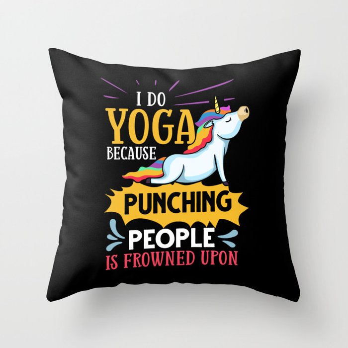 Yoga Unicorn Beginner Workout Quotes Meditation Throw Pillow