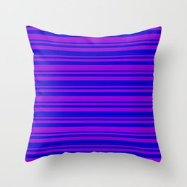 [ Thumbnail: Dark Violet and Blue Colored Lines Pattern Throw Pillow ]