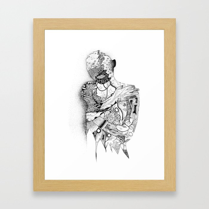 Inside a woman, doodle from 1989 Framed Art Print