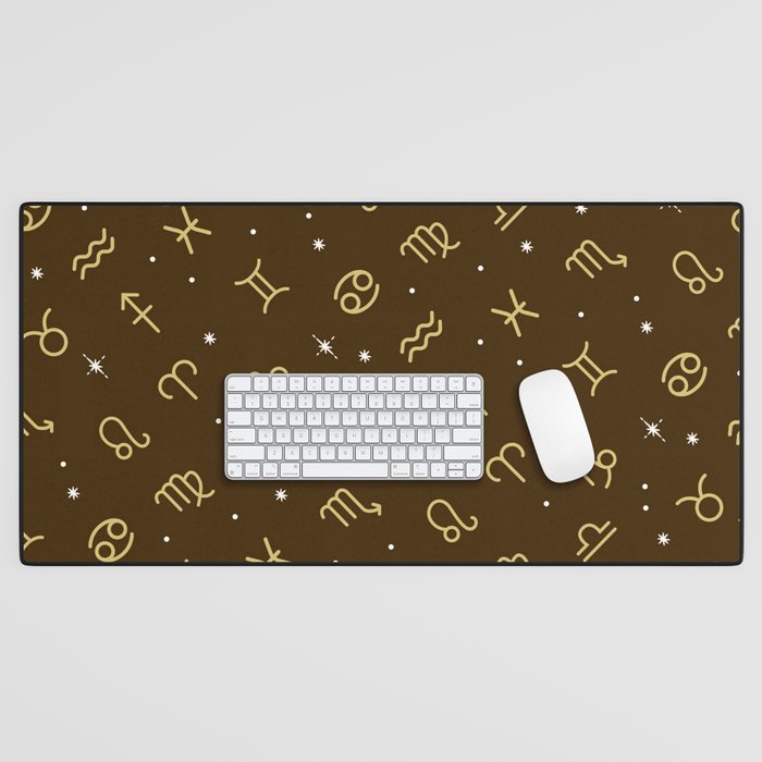 Star Constellation - Star Signs Drawing Brown Desk Mat