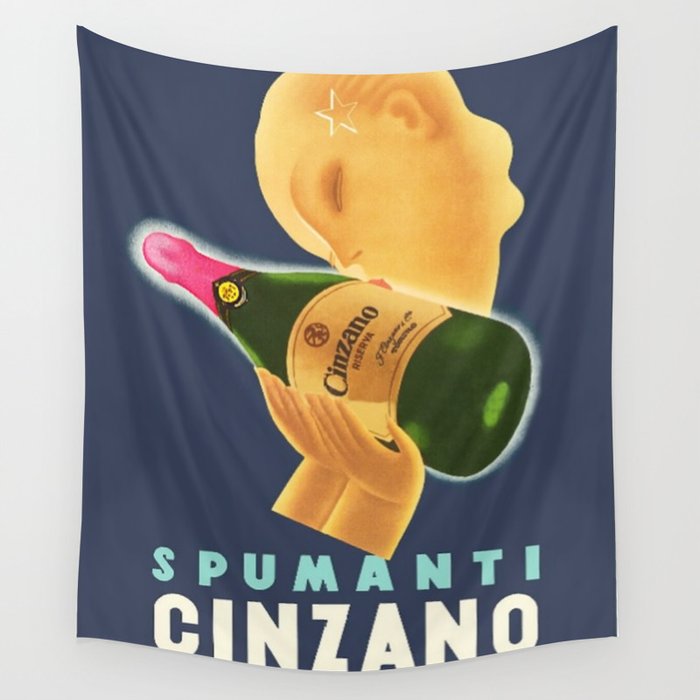 1951 Cinzano Spumanti Sparkling Italian Aperitif Advertising Poster Wall Tapestry