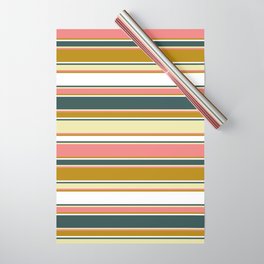 [ Thumbnail: Dark Slate Gray, Pale Goldenrod, Light Coral, Dark Goldenrod, and White Colored Striped Pattern Wrapping Paper ]