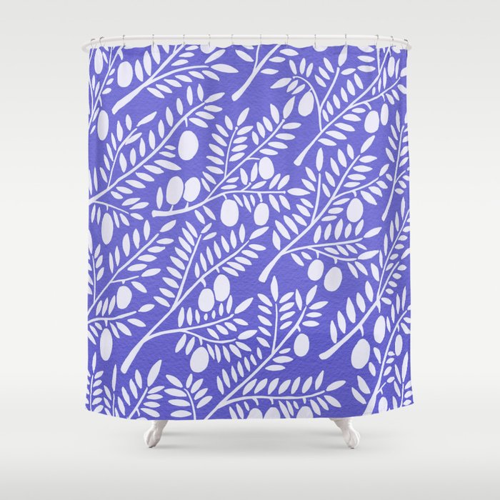 Olive Branches Periwinkle Shower Curtain By Catcoq Society6
