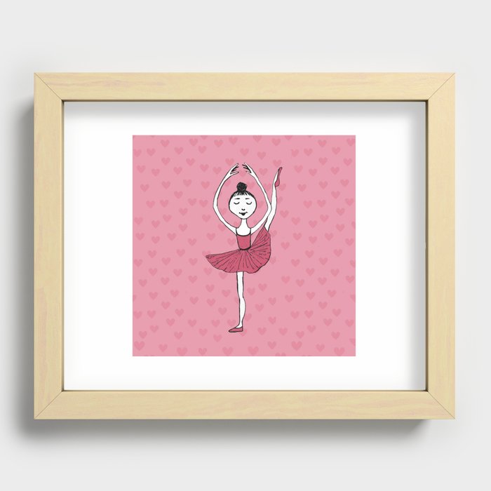 Ballet girl pink battement Recessed Framed Print