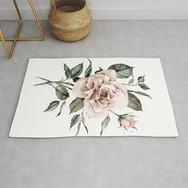 Faded Pink Rose Rug | Floral, English, French, Rose, Antique, Simple, Vintage, Detailed, Botany, Flowers 