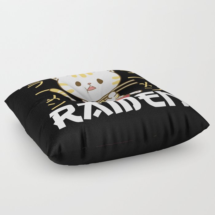 But First Ramen Cute Cat Eats Ramen Floor Pillow