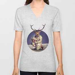 Astronaut deer V Neck T Shirt