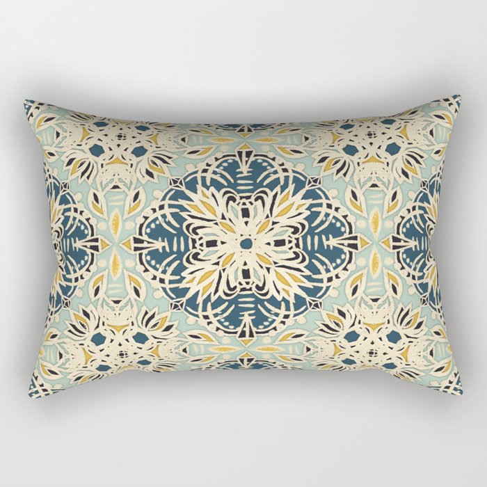 Protea Pattern In Deep Teal Cream Sage Green Amp Yellow