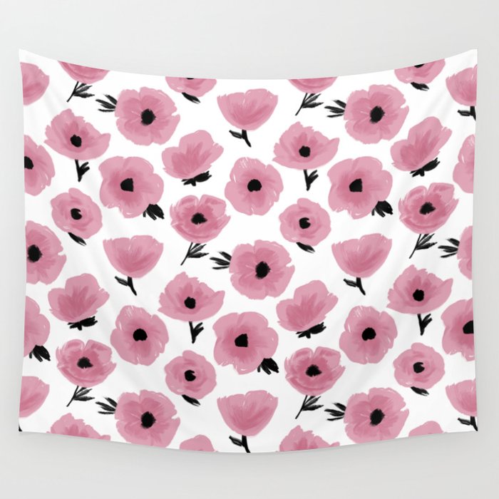 Abstract Poppies in Mauve Tones Wall Tapestry