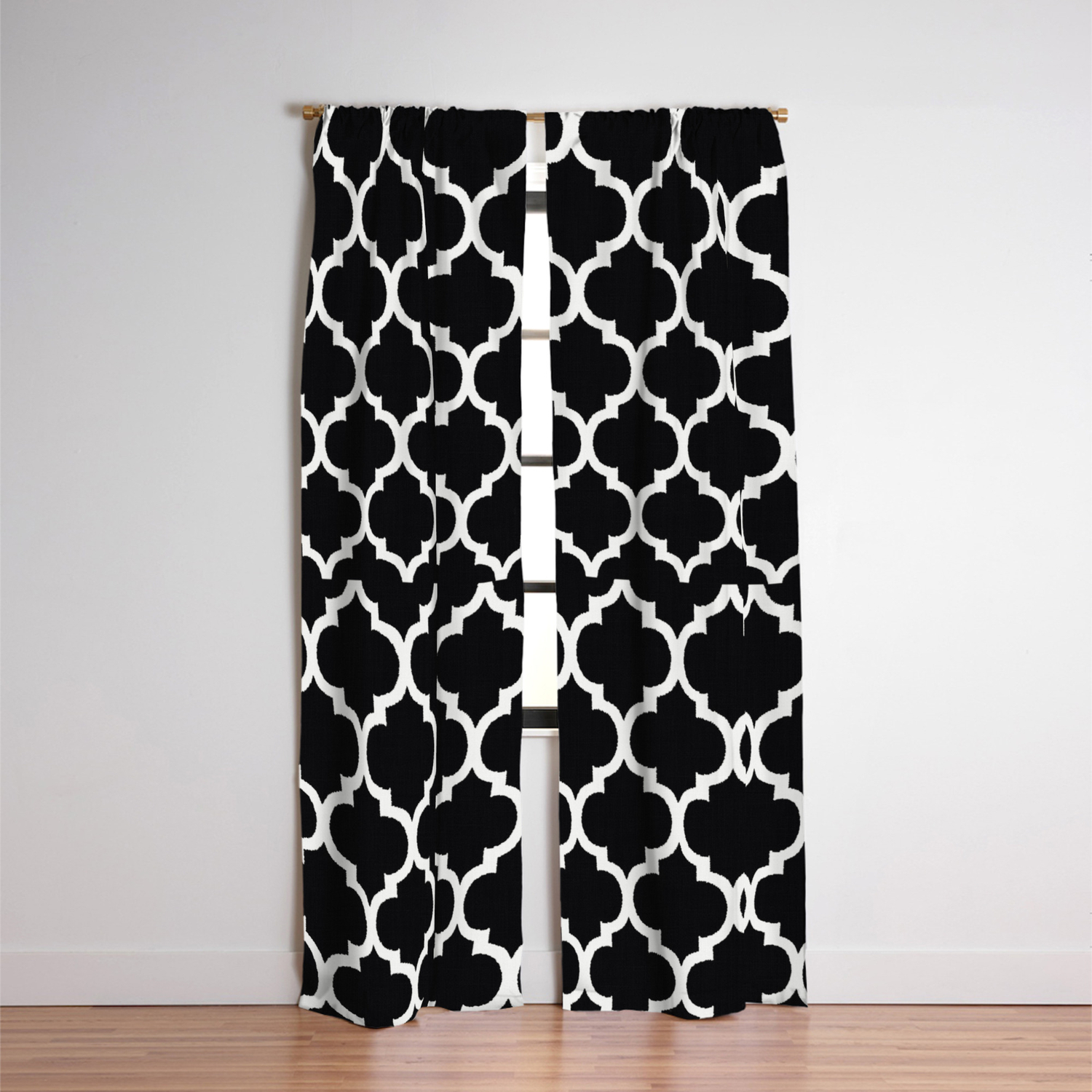 Moroccan Black And White Lattice Moroccan Pattern Blackout Curtain