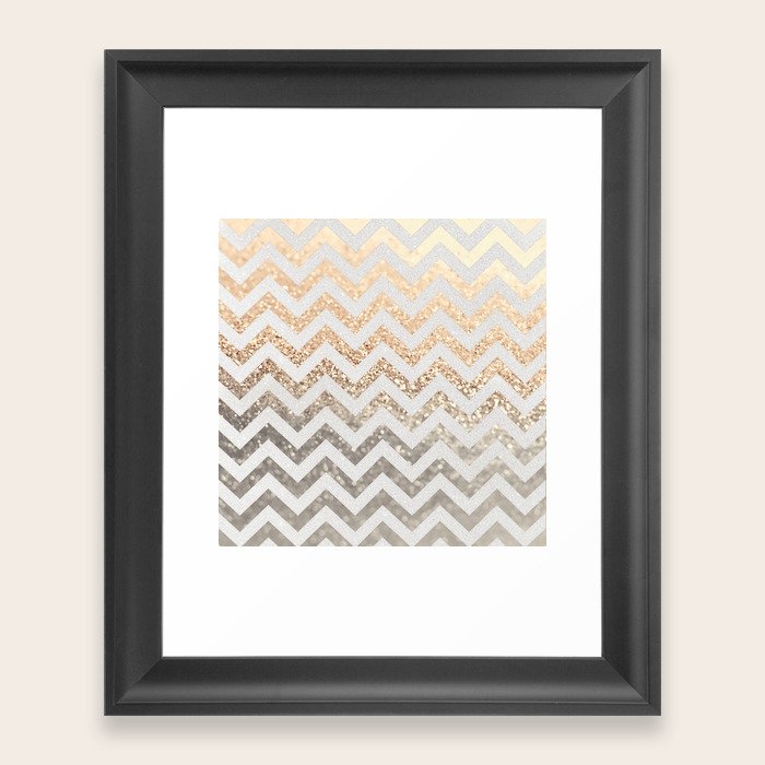 GOLD & SILVER CHEVRON Framed Art Print by Monika Strigel Society6