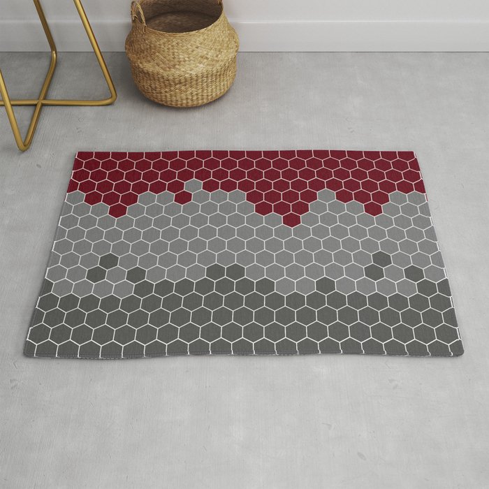 Honeycomb Red Gray Grey Hive Rug