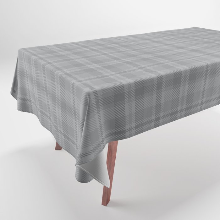 Grey Plaid Tartan Textured Pattern Tablecloth by Siu Hong Mok