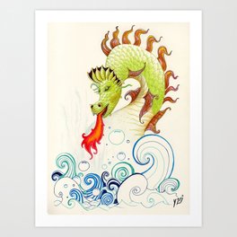 A happy dragon Art Print