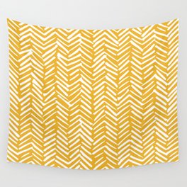Boho Abstract Herringbone Pattern, Summer Yellow Wall Tapestry