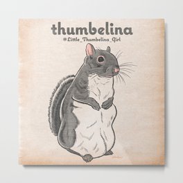 Little Thumbelina Girl: Meerkat Squirrel Metal Print | Drawing, Digital, Graphic, Design, Ink Pen, Cute, Girl, Graphite, Thumbelina, Street Art 