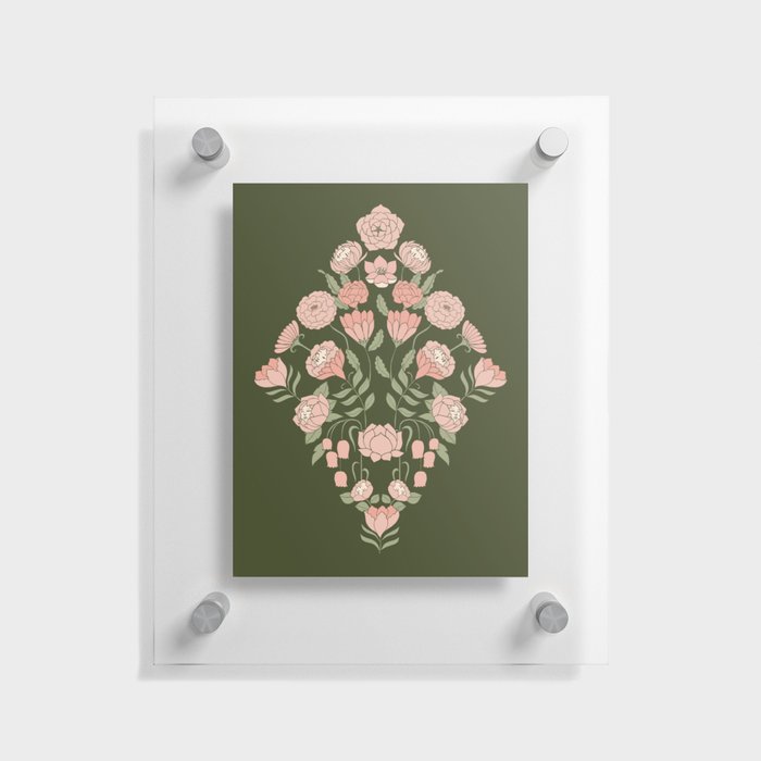 Mystery Garden Victorian Green Floral Faces Floating Acrylic Print