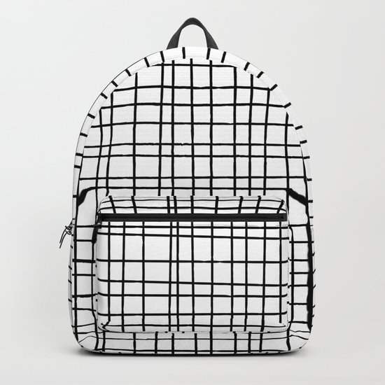 Hand drawn Grid Pattern-Black on White-Mix & Match with Simplicity of life Backpack