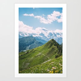 Summer Mountain Landscape | Switzerland Photography | Green Nature of Alps Art Print