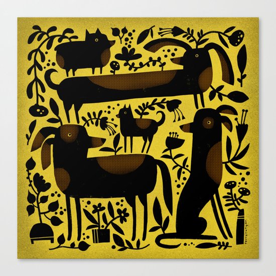 GARDEN DOGS Canvas Print