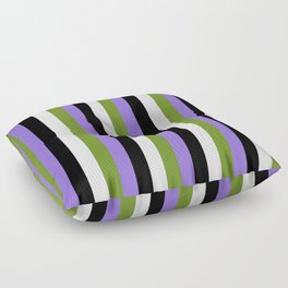 Purple, Green, Lavender & Black Colored Lined/Striped Pattern Floor Pillow