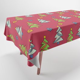 Christmas Pattern Tree Fairy Light Floral Tablecloth