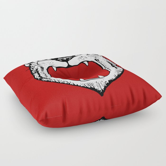 Tiger Head Red Floor Pillow