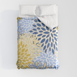 Modern, Floral Prints, Summer, Yellow and Blue Comforter