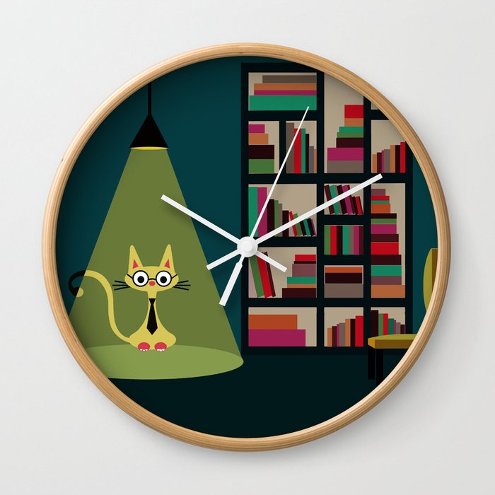 intellectual cat Wall Clock